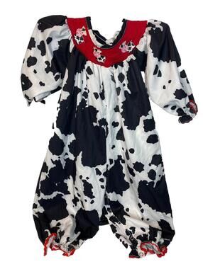 Smocked Cow Print Romper Jumpsuit Boutique Sz  12-28M Baby Girls Halloween